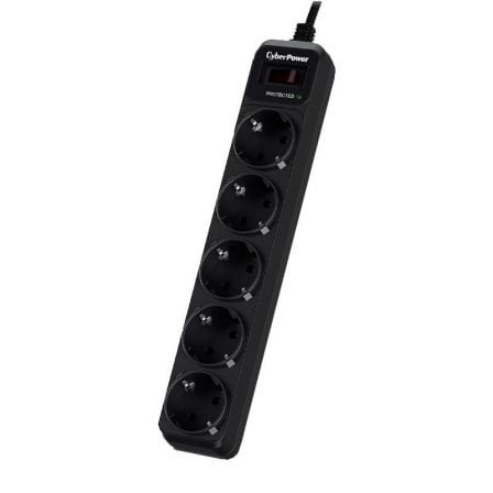 Regleta con interruptor Cyberpower 5 Tomas de corriente Cable 1.8m Negra