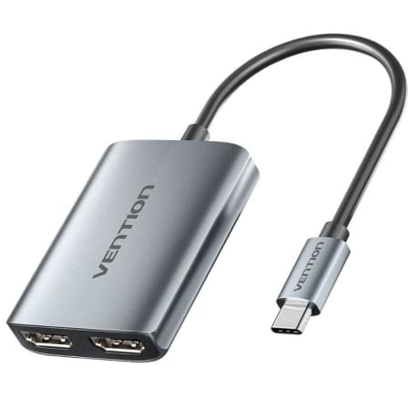 Cable Conversor Vention USB Tipo-C Macho - 2x HDMI Hembra Gris