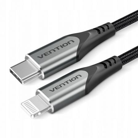 Cable USB 2.0 Tipo-C Lightning Vention USB Tipo-C Macho - Lightning Macho 480Mbps 1m Gris