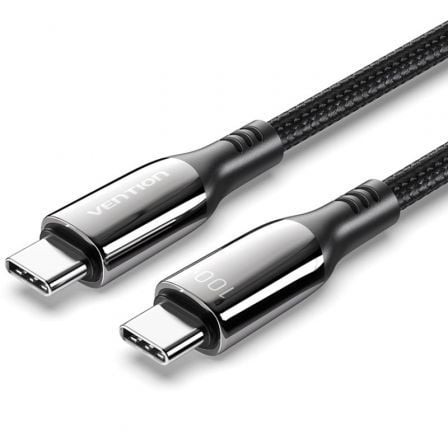 Cable USB 2.0 Tipo-C 5A 100W Vention USB Tipo-C Macho - USB Tipo-C Macho Hasta 100W 480Mbps Negro