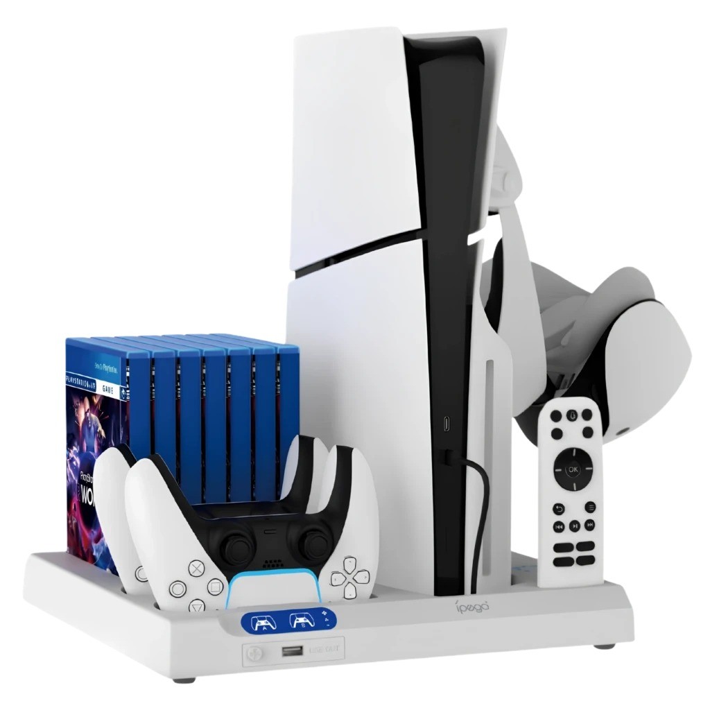 iPega P5S028 Base de Carga con Refrigeración PS5 / PS5 Slim / PS5 Pro Blanco