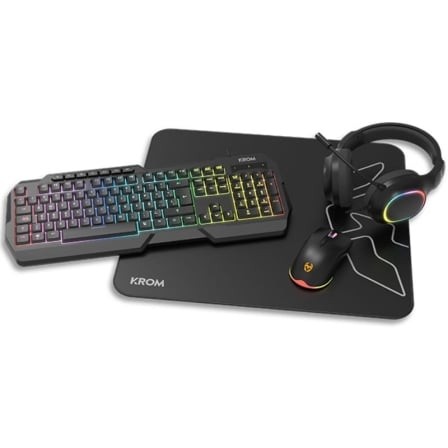 Pack Gaming Krom Kenta Teclado RGB + Ratón + Alfombrilla + Auriculares