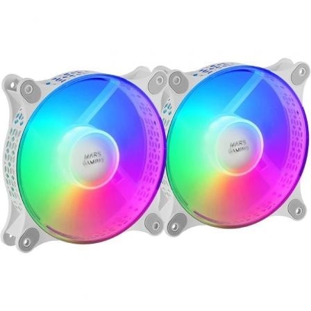 Pack 2 Ventiladores Mars Gaming MFDUOW 12cm FRGB Blancos