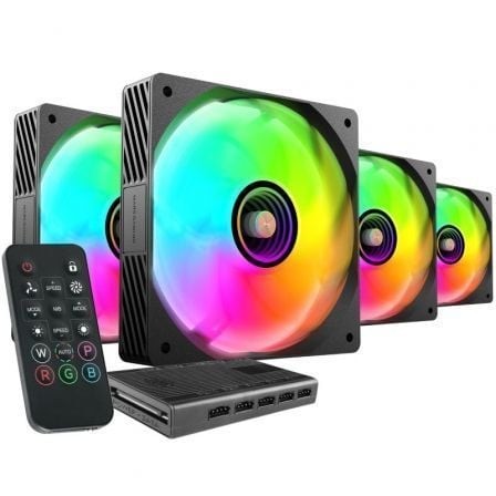 Pack 4 Ventiladores Mars Gaming MF-SI4KIT 12cm + HUB + Mando a Distancia ARGB