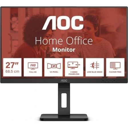 Monitor Profesional AOC 27E3QAF 27", Full HD, Multimedia, Regulable en altura, Negro