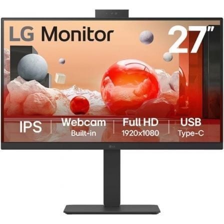 Monitor Profesional LG 27BA850-B 27", Full HD, Webcam, Multimedia, Regulable en altura, Negro