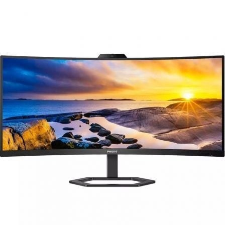 Monitor Profesional Ultrapanorámico Curvo Philips 34E1C5600HE 34", WQHD, Webcam, Multimedia, Regulable en altura, Negro