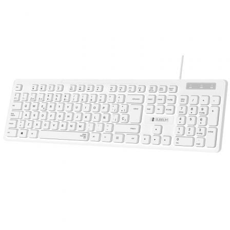 Teclado Subblim Business Slim Silencioso, Blanco