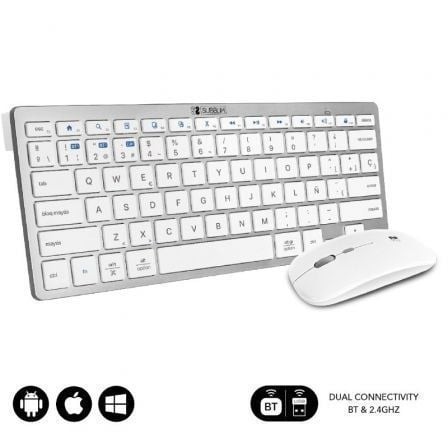 Teclado y Ratón Inalámbrico Subblim OCO010 Combo Multidispositivo Compacto, Plata