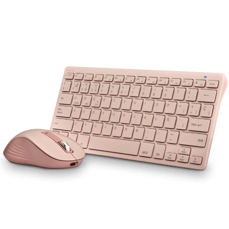Teclado y Ratón Inalámbricos NGS Fantasy Kit, Rosa, Frances