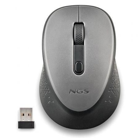 Ratón Inalámbrico NGS Dew Gray, Hasta 1600 DPI, Gris