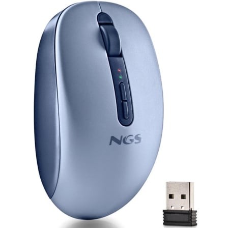Ratón Ergonómico Inalámbrico NGS Fog Dual FOGDUALBLUE Silencioso, Hasta 1600 DPI, Azul