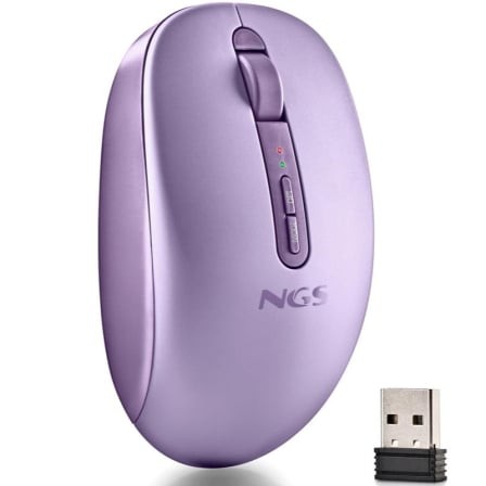 Ratón Ergonómico Inalámbrico NGS Fog Dual FOGDUALPURPLE Silencioso, Hasta 1600 DPI, Púrpura