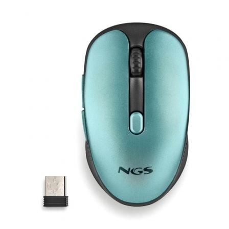 Ratón Inalámbrico NGS Evo Rust, Batería recargable, Hasta 1600 DPI, Verde Agua