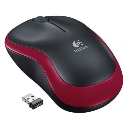 Ratón Inalámbrico Logitech M185, Hasta 1000 DPI, Rojo