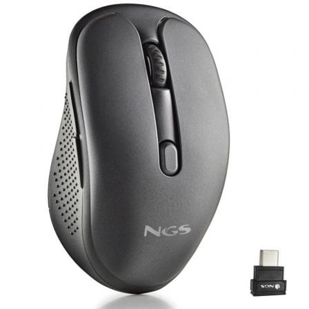 Ratón Inalámbrico NGS Evo Jot silencioso, Batería recargable, Hasta 1600 DPI, Negro