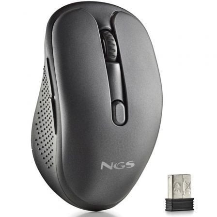 Ratón Inalámbrico NGS Evo Spook silencioso, Batería recargable, Hasta 1600 DPI, Negro