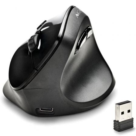 Ratón Vertical Inalámbrico NGS EVO Moksha, Batería recargable, Hasta 2400 DPI