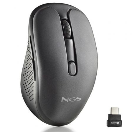 Ratón Inalámbrico NGS Evo Mix silencioso, Batería recargable, Hasta 3200 DPI, Negro