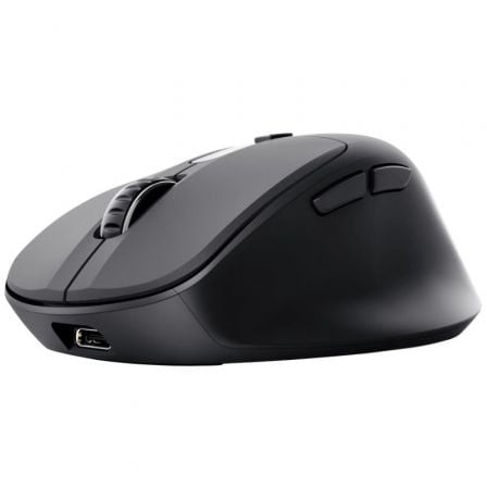Ratón Ergonómico Inalámbrico Trust Zevo 25991, Batería recargable, Hasta 4000 DPI, Negro