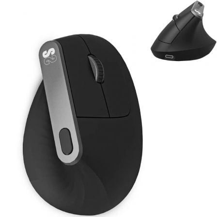 Ratón Ergonómico Inalámbrico Subblim Nature Vertical Ergo Dual Battery, Batería Recargable, Hasta 4000 DPI, Negro