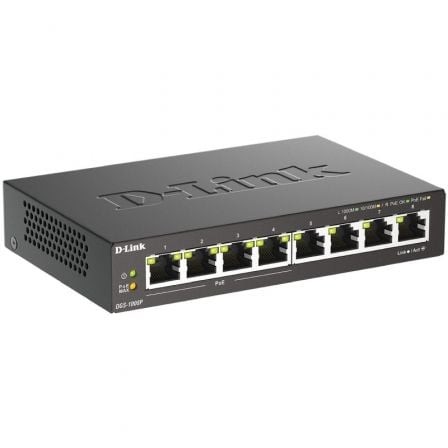 Switch D-Link DGS-1008P 8 puertos, RJ-45 Gigabit 10/100/1000, PoE