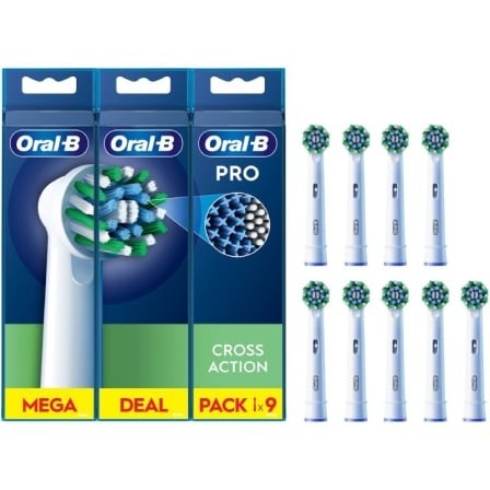Cabezal de Recambio para cepillo Oral-B Pro Cross Action, Pack 9 uds