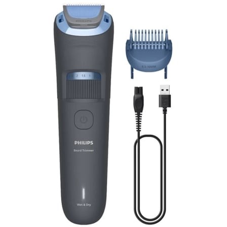 Cortabarbas Philips Beardtrimmer series 3000 BT3617/15, con batería, 2 Accesorios