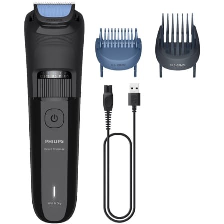 Cortabarbas Philips Beardtrimmer series 3000 BT3620/15, con batería, 5 Accesorios