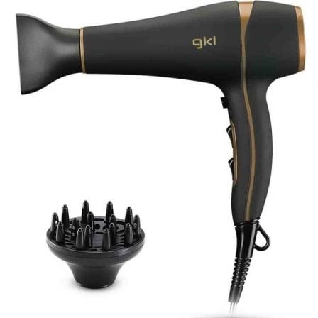 Secador GKL Onyx 2200, 2200W, iónico, negro y dorado